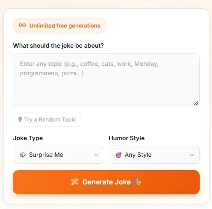 Champ de saisie du générateur de blagues de papa IA