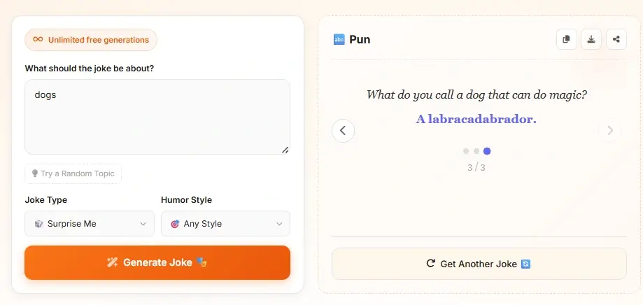 Écran avec une blague de papa courte prête à être partagée